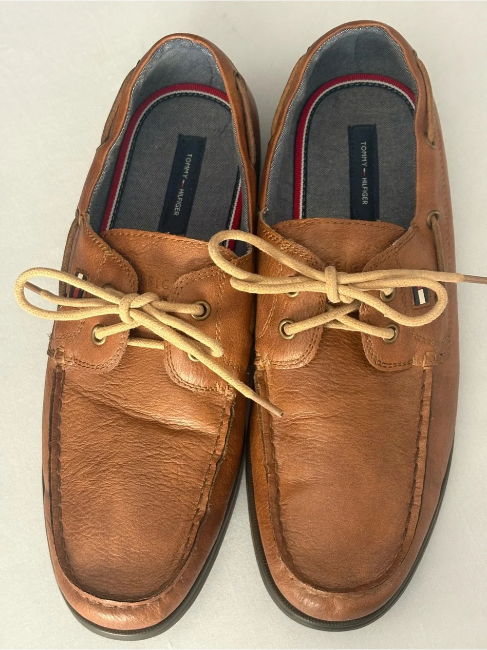 Tommy Hilfiger Tan Leather Men’s Boat Shoes